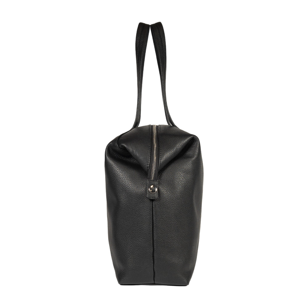 RB2004A | Borsa Shopping Trasformabile in Bauletto in Vera Pelle pieno fiore, grana dollaro/leggera. Doppio manico. Colore Nero. Dimensioni: cm 43 x 36 x 14. Confezione: Sacchetto in Tessuto non Tessuto-3