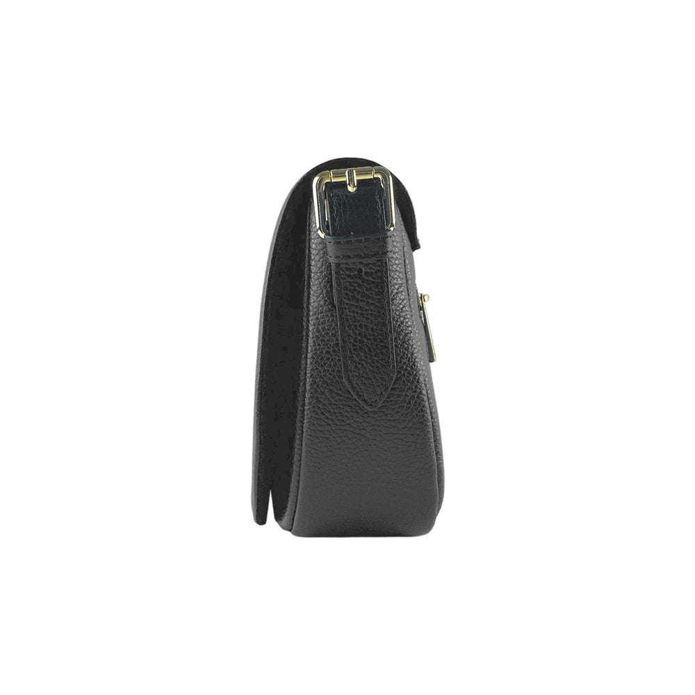 RB1002A | Borsa a Tracolla  in Vera Pelle Made in Italy con Tracolla removibile in pelle e attacchi con fibbie in metallo Oro Lucido - Colore Nero - Dimensioni: cm 26 x 20 x 10-2