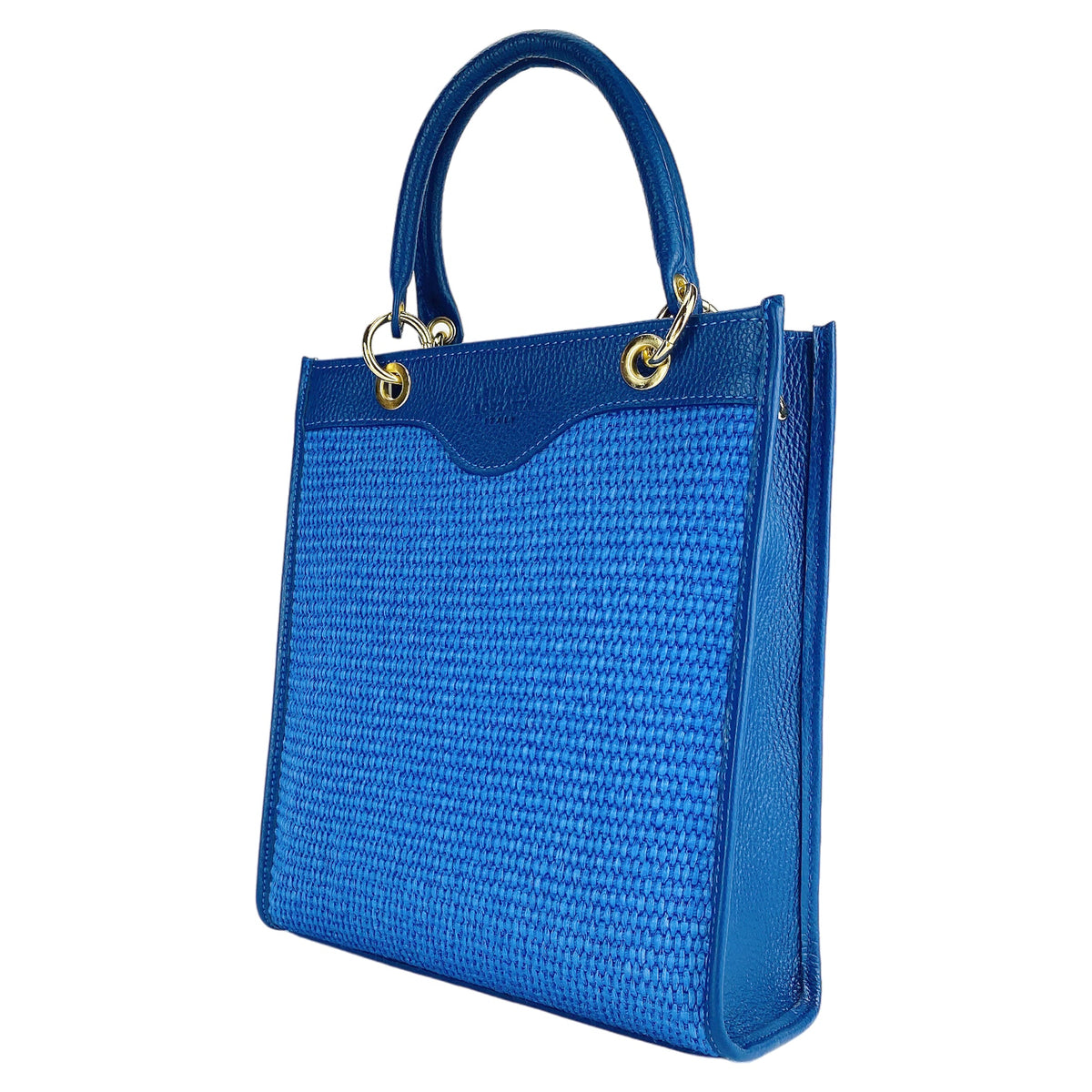 Amalfi Italian Leather & Woven Tote – Royal Blue – Class 2 Couch