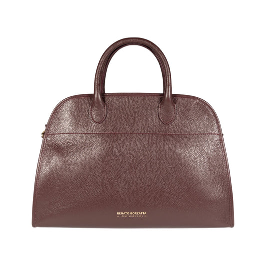 RB1032X | Borsa a Mano Donna FRIDA in Vera Pelle Made in Italy. Accessori in metallo Oro Lucido - Colore Bordeaux - Dimensioni: cm 43 x 29 x 24 + 12 (Luce manici)-0